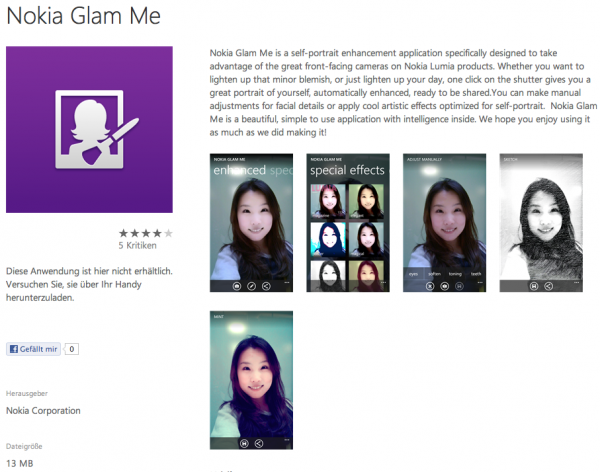 Glam Me - Nokia - Fotofilter - Portraitbilder - smartcamnews.eu