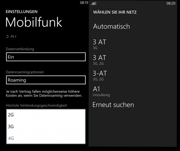 Netzwahl - Nokia Lumia 1020 - smartcamnews.eu